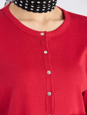 To b. by agnès b. 【Outlet】コットン リブ ジャージー カーディガン レッド