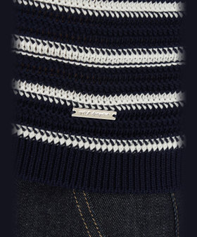 To b. by agnès b. カラーボーダー コットン 半袖 ニットポロ ネイビー
