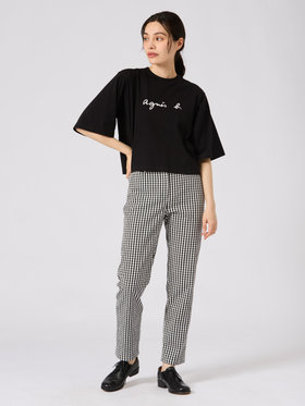 FEMME ウィメンズ ロゴ コットン 5分袖 Tシャツ "Yoko" ブラック