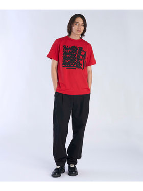 FEMME ウィメンズ プリント コットン 半袖 アーティスト Tシャツ "JonOne" レッド