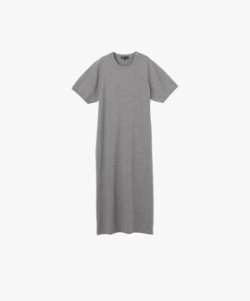 To b. by agnès b. WEB限定 ショルダーボタン コットン 半袖 ニット ワンピース ライトグレー