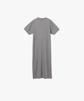 To b. by agnès b. WEB限定 ショルダーボタン コットン 半袖 ニット ワンピース ライトグレー