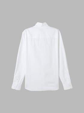 HOMME メンズ メンズ コットン ポプリン スタンドカラー 長袖 シャツ "Etienne" ホワイト