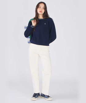 To b. by agnès b. スター 刺繍 ライン コットン 長袖 ニット プルオーバー ネイビー