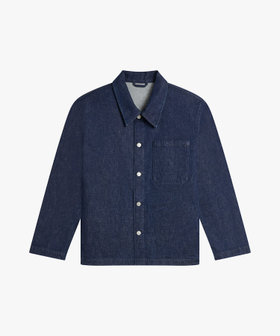 HOMME メンズ メンズ  コットン 長袖 オーバーシャツ ネイビー