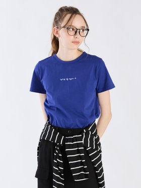 To b. by agnès b. 【Outlet】ミニロゴ コットン 半袖 Tシャツ ブルー