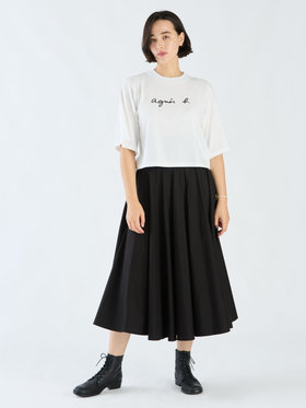 FEMME ウィメンズ ロゴ コットン 5分袖 Tシャツ ”Yoko” ホワイト