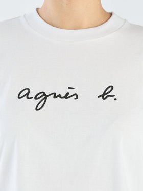 FEMME ウィメンズ ロゴ コットン 5分袖 Tシャツ ”Yoko” ホワイト