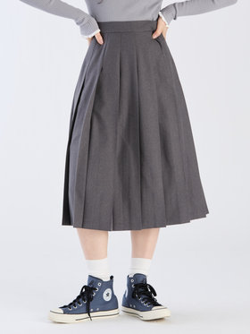 To b. by agnès b. 【Outlet】リノンプリーテッドスカート チャコールグレー