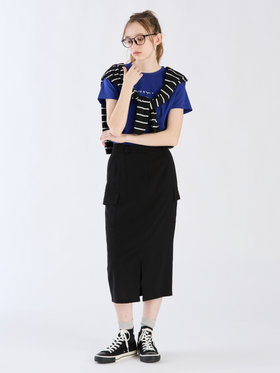 To b. by agnès b. 【Outlet】ミニロゴ コットン 半袖 Tシャツ ブルー