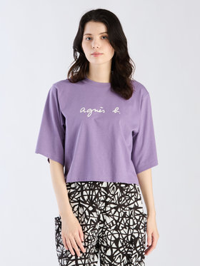 FEMME ウィメンズ ロゴ コットン 5分袖 Tシャツ ”Yoko” パープル系その他