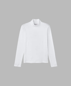 FEMME ウィメンズ コットン ハイネック 長袖 Tシャツ "Vian" ホワイト
