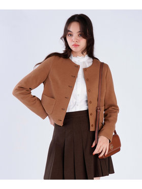 To b. by agnès b. 【Outlet】ノーカラー ジャケット ブラウン