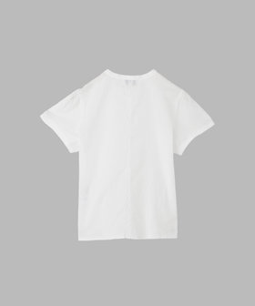 FEMME ウィメンズ 刺繍 コットン スタンドカラー 半袖 ブラウス ホワイト