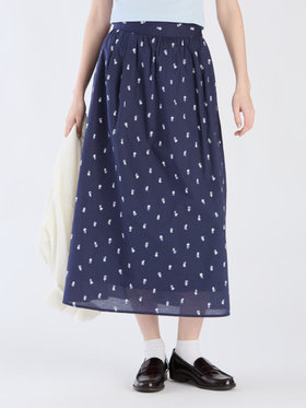 To b. by agnès b. 【Outlet】フラワーエンブロイダリースカート ネイビー