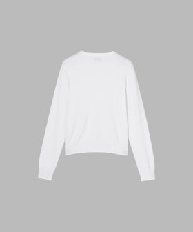 FEMME ウィメンズ レース 刺繍 コットン ニット 長袖 カーディガンプレッション "Swing" ホワイト