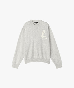 HOMME メンズ メンズ "b."ロゴ コットン 長袖 ニット プルオーバー グレー系その他