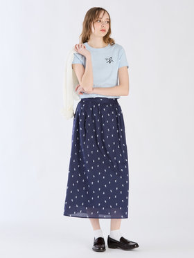 To b. by agnès b. 【Outlet】フラワーエンブロイダリースカート ネイビー