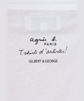 FEMME ウィメンズ プリント コットン 半袖 アーティスト Tシャツ "Gilbert & George" ホワイト