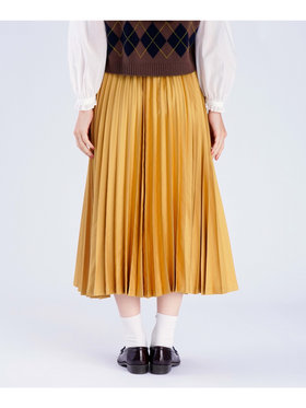 To b. by agnès b. 【Outlet】サテン プリーツ スカート マスタード