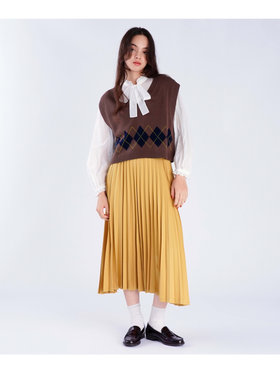 To b. by agnès b. 【Outlet】サテン プリーツ スカート マスタード