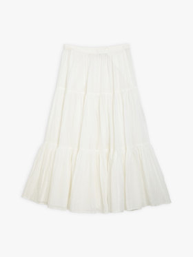 FEMME ウィメンズ コットンガーゼ調 ロング ティアードスカート "Tango" ホワイト