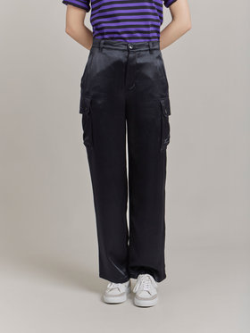 FEMME ウィメンズ サテン カーゴパンツ "Treillis" ブラック