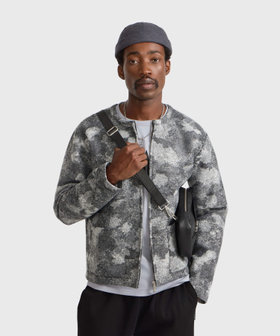 HOMME メンズ メンズ ウール 長袖 ジップ カーディガン "Kheli" グレー