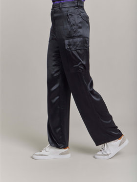 FEMME ウィメンズ サテン カーゴパンツ "Treillis" ブラック