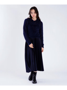 To b. by agnès b. 【Outlet】サテン プリーツ スカート ネイビー