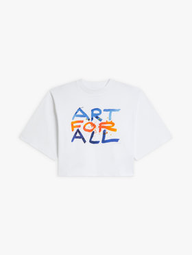 FEMME ウィメンズ コットン プリント 五分袖 アーティスト Tシャツ "Gilbert & George" ホワイト