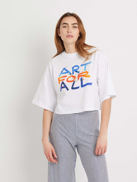 FEMME ウィメンズ コットン プリント 五分袖 アーティスト Tシャツ "Gilbert & George" ホワイト