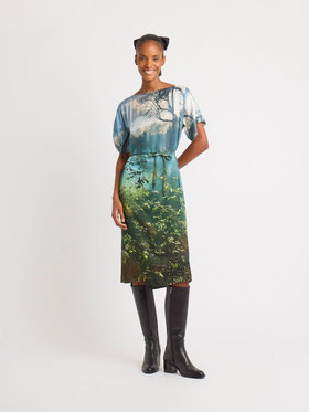 FEMME ウィメンズ フォトプリント 半袖 ワンピース ”Jardin Brumeux” マルチ