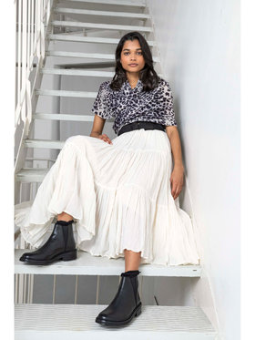 FEMME ウィメンズ コットンガーゼ調 ロング ティアードスカート "Tango" ホワイト