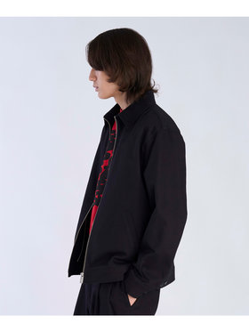 HOMME メンズ メンズ コットン 長袖 ジップアップジャケット ”Chet” ブラック