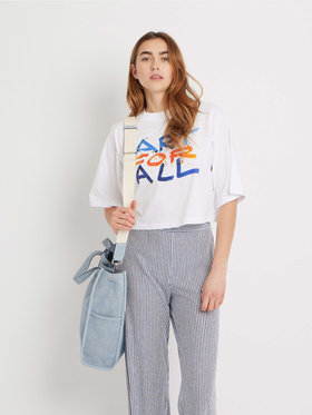 FEMME ウィメンズ コットン プリント 五分袖 アーティスト Tシャツ "Gilbert & George" ホワイト