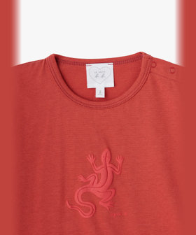 ENFANT ベビー ベビー ロゴ アイコニック プリント コットン 長袖 Tシャツ "Lezard" オレンジ系その他