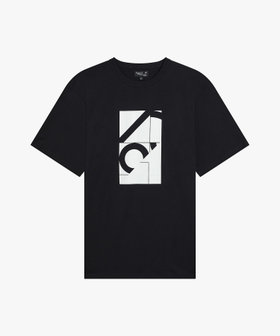 HOMME メンズ メンズ プリント オーガニックコットン 半袖 アーティストTシャツ "Bertrand Loube" ブラック