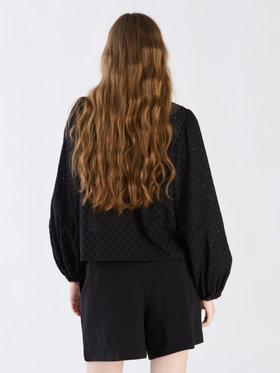 To b. by agnès b. 【Outlet】コットンフラワーレースブラウス ブラック