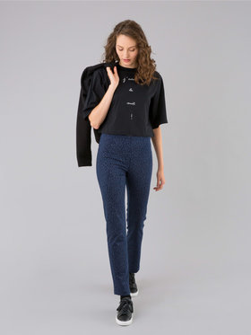FEMME ウィメンズ メッセージ プリント コットン 5分袖 Tシャツ "j'adore la nuit!" ブラック