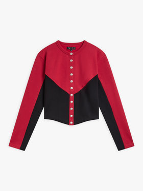 FEMME ウィメンズ 【Outlet】オーガニックコットン メルトン 長袖 カーディガンプレッション "New Two" レッド