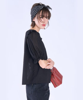 To b. by agnès b. カット ドビー フリル ブラウス ブラック