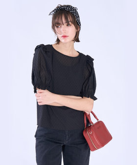 To b. by agnès b. カット ドビー フリル ブラウス ブラック