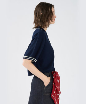 To b. by agnès b. スター 刺繍 コットン 半袖 ニット ポロシャツ イエロー系その他