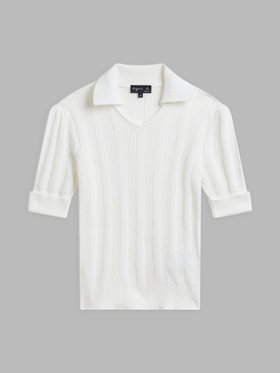 FEMME ウィメンズ 【Outlet】LY71 PULLOVER 半袖　スキッパーニットポロ ホワイト