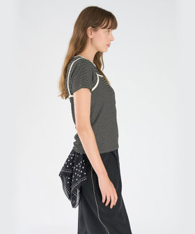 To b. by agnès b. ボーダー キャミソール＆Tシャツ ブラック