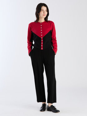 FEMME ウィメンズ 【Outlet】オーガニックコットン メルトン 長袖 カーディガンプレッション "New Two" レッド