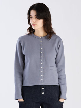 FEMME ウィメンズ オーガニックコットン メルトン 長袖 カーディガンプレッション ”Phone” グレー