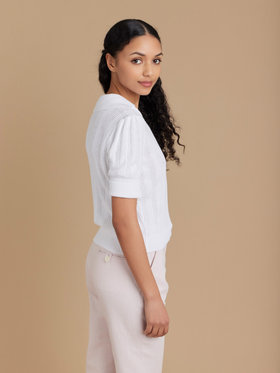 FEMME ウィメンズ 【Outlet】LY71 PULLOVER 半袖　スキッパーニットポロ ホワイト