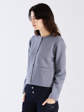 FEMME ウィメンズ オーガニックコットン メルトン 長袖 カーディガンプレッション ”Phone” グレー